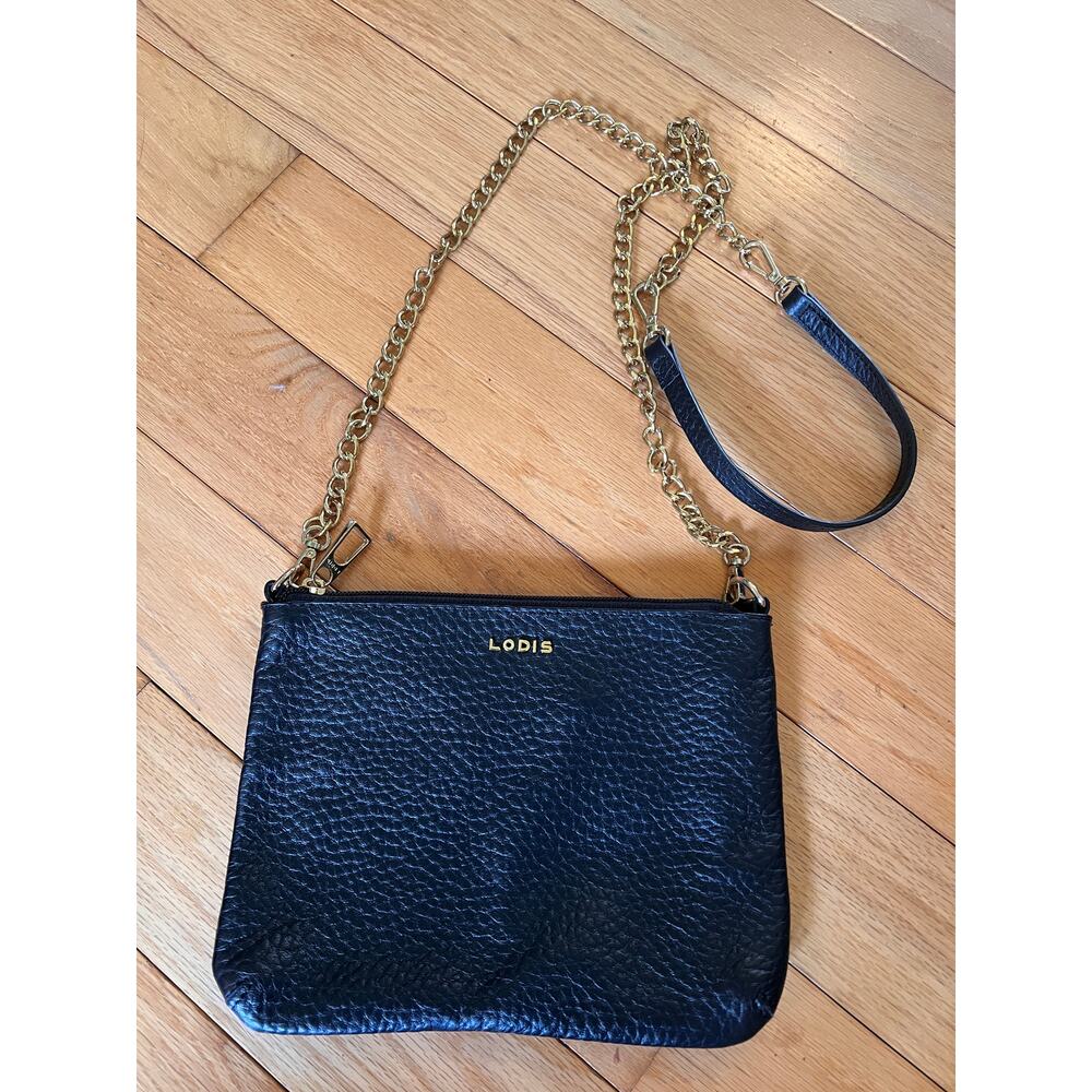 Lodis black pebbled leather 5 in 1 convertible crossbody bag luxury minimalist